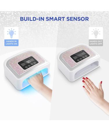 Aedavey Cordless Gel Nail Light 120W Nail Dryer for All Gel Nails LED Nail Lamp with 4 Timer Modes - Professional Curing - Auto Sensor - LCD Screen Portable Gel Light for Nails for Home & Salon (Sparkly Silver Diamond) - Buy Online on GoSupps.com
