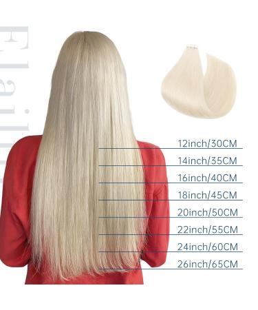 Elailite Real Hair Tape Extensions - 20 Pieces Remy 60g 40cm #70 Bleached White - Smooth Human Hair for Perfect Styles - Buy Online on GoSupps.com