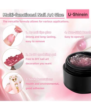 U-shinein 15ml Solid Nail Glue Gel Translucent Pink 1pcs for Acrylic & Press-On Nails | Best Manicure Adhesive - Buy Online on GoSupps.com