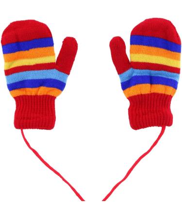 ANGELA & WILLIAM Kids' Red Striped Knit Mittens with Keeper String - Warm and Stylish - Buy Online on GoSupps.com
