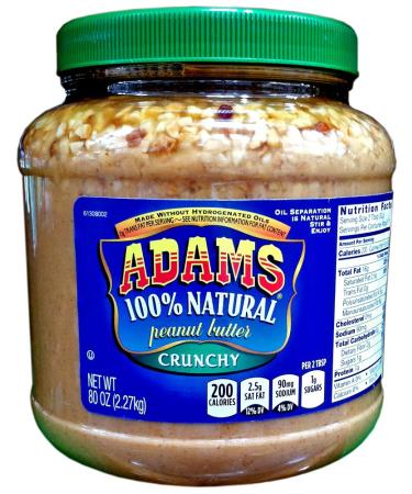 Adams 100% Natural CRUNCHY PEANUT BUTTER 80oz (Single)