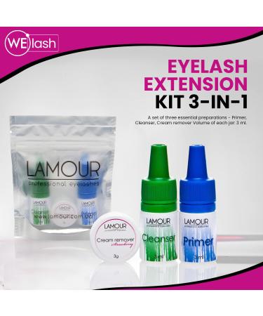 Eyelash Extension Kit - 3-in-1 Cleanser & Pre-Treatment | Lamour Lash Primer & Extension Cream Remover for Long-Lasting Eyelashes - Buy Online on GoSupps.com