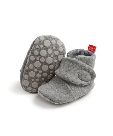 TMEOG Baby Booties Slippers Infant Boots Newborn First Walking Shoes Baby Winter Sock Crib Shoes for Boys Girls 0-18Months 12-18 Months C Grey