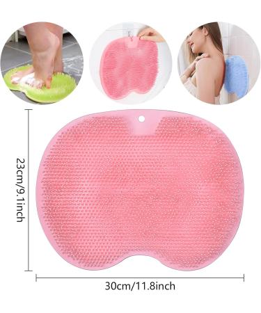 Non-Slip Silicone Foot Brush & Back Scrubber for Shower - Massage Pad with Suction Cups (Red) | International Shipping - Buy Online on GoSupps.com