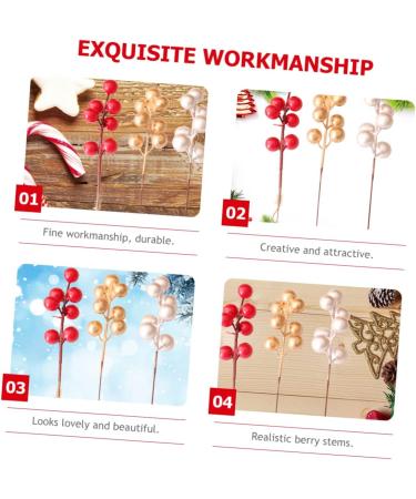 DECHOUS 40 Pcs Christmas Fruit Winter Christmas Tree Decorations Berry Stems Christmas Red Berries Branches Home Decor Christmas Tree Fake Berry Red Fruit Skewers Household Foam Goldenx2pcs 17x3cmx2pcs - Buy Online on GoSupps.com