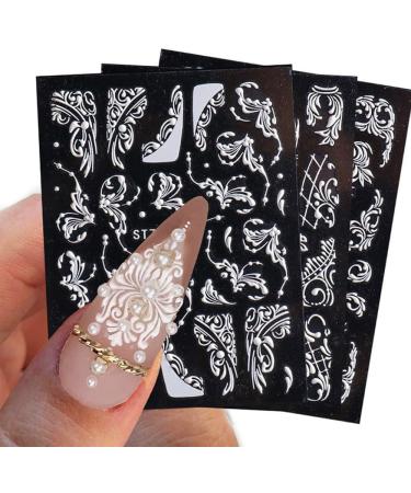 Adhesive Decals Lace Winter Sliders Embossed Flower White Nail Stickers 5D Acrylic Wedding Design(STZ-5D15) - Buy Online on GoSupps.com
