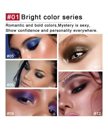 BINGBRUSH Glitter Gradient Eyeshadow Stick Set - 12 Colors Waterproof Smoky Makeup Pen for Shimmer Pink Eyes (Bright Color) - Buy Online on GoSupps.com