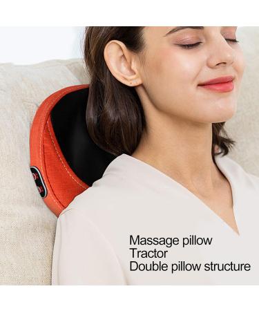 Neck Support Cushion & Back Massager - Multifunctional Cervical Pillow with Moxa Device | Rechargeable Intelligent Neck Massage (Orange) - Buy Online on GoSupps.com