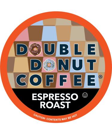 Double Donut Dark Roast Coffee Pods, Espresso Roast, Strong Coffee in Recyclable Single Serve Coffee Pods for Keurig Coffee Maker, 80 Count Espresso 80 Count (Pack of 1)
