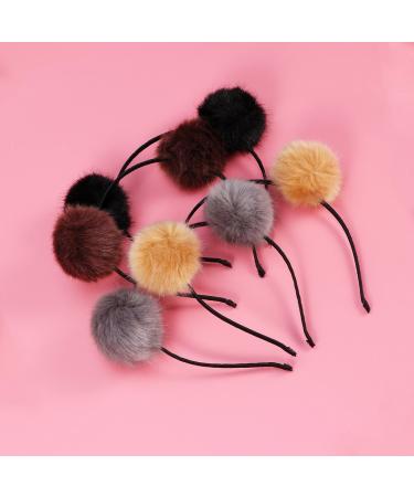 4pcs Cat Ears Pompom Headband for Girls - Stylish Hair Accessories in Grey Black & Camel - Buy Online on GoSupps.com