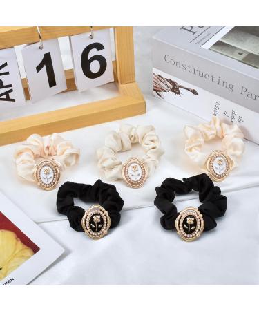 Yonchic 5-Piece Floral Elastic Hair Ties Luxury Brand Design Rose Flower Scrunchies for Women Long Lasting Braids Stylish Ponytail Holders Fashion Rubber Bands Hair Accessories for Ladies Girls - Buy Online on GoSupps.com