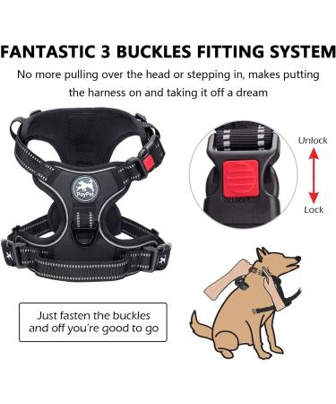 PoyPet No Pull Dog Harness | Reflective Adjustable Vest for Small Dogs | Easy Control Handle | Black - Buy Online on GoSupps.com