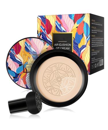 QUROXO Indicativet Mushroom Head Air Cushion CC Cream Indicativet Air Cushion Cc Cream Long-Lasting Matte Waterproof Moisturizing Concealer Foundation (Natural)