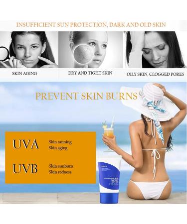 Face Sunscreen Lotion SPF 50 Hyaluronic Acid Watery Sun Gel Refreshing Moisturizing Skin Care Sunscreen Face and Body Sunscreen (Without Whitening ingredients) - Buy Online on GoSupps.com