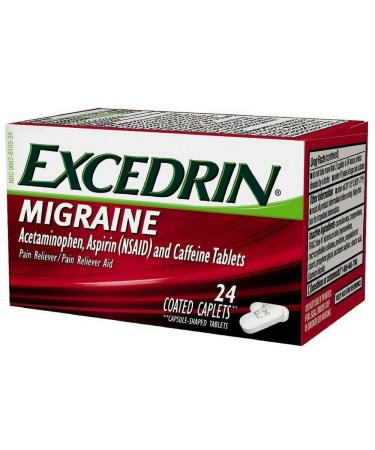 Excedrin Migraine Pain Reliever Caplets 24 Count (Pack of 2)