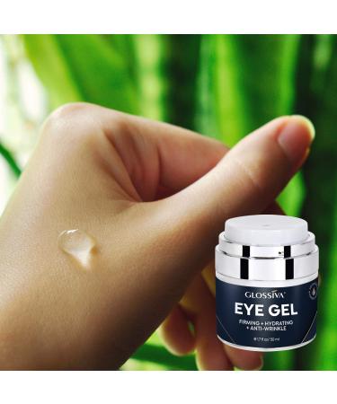 Glossiva Eye Gel with Hyaluronic Acid for Wrinkles, Dark Circles & Puffiness - Hydrating & Firming Formula for Under Eye Bags - 1.7 Fl Oz - Buy Online on GoSupps.com