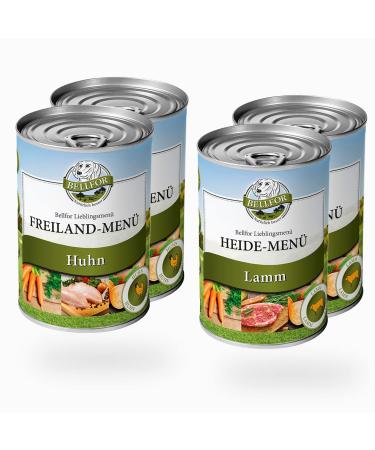 Bellfor Starter Pack 2 x 400 g - Chicken and Lamb - Grain-Free Wet Food for Dogs, Selected Meats and Freshly Harvested Vegetables