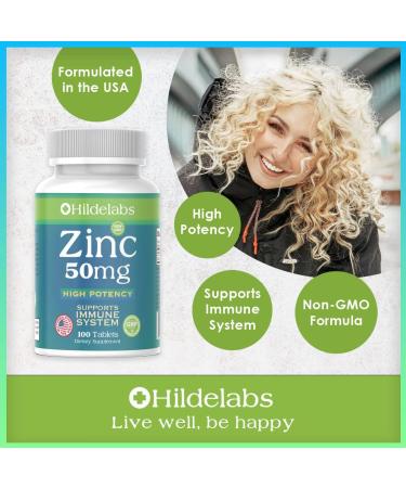 Zinc Supplements 50mg High Potency 100ct - Immune Support Tablets for Men and Women - Zinc Oxide Vitamins - Buy Online on GoSupps.com