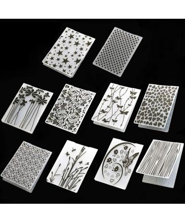 10 Patterns Plastic Embossing Folder Template Craft Card Making Paper Cards Photo Album Wedding Decoration Scrapbooking Embossing Folders Fondant Cake Decorating Baking Tools Mould Party Supplies