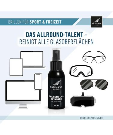 Bigwave Glasses Cleaner - 60ml Premium Alcohol-Free Spray for Gentle Cleaning of All Glasses Sports Glasses iPhones & Laptops - Buy Online on GoSupps.com