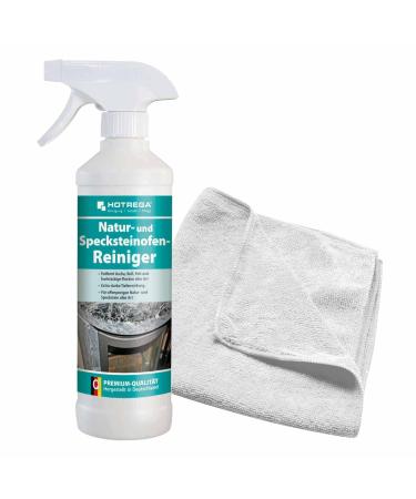 HOTREGA Natural and Soapstone Stove Cleaner 500 ml SET + Microfibre Cloth 40 x 40 cm