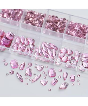 Doyizz Pink Crystal Nail Art Rhinestones - 3D Multi Shapes Flatback Gems for Nail Design & Crafts - Buy Online on GoSupps.com