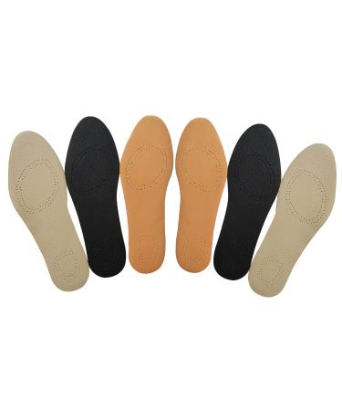 Leather Insoles for Men Non Slip Thin Shoe Pads for Men Black Leather Inserts for Boots Thin Leather Soles for Men Dress Shoes Carbon Insoles for Odor Eater  3 Pairs/Men 8-9/ Women 10-11 M US 3 Pairs/Mens 8-9 /Womens 10-...