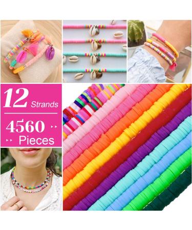 12 Strands Clay Beads for Jewelry Making - 4560pcs 6mm Flat Round Beads - Polymer Clay Disc Beads for Bracelets, Earrings, Necklaces - Multicolor Vinyl Beads by Caffox - Buy Online on GoSupps.com