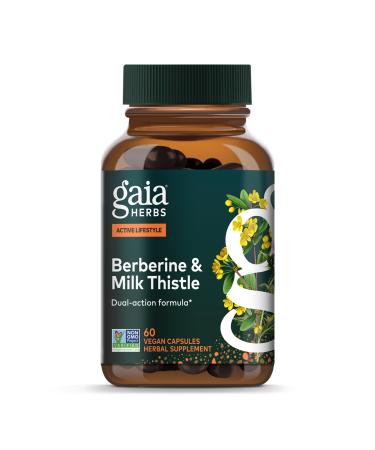 Gaia Herbs Berberine & Milk Thistle - Milk Thistle & Berberine Supplement with Ginger Root - Supports Liver Health* - Vegan Gluten-Free Dairy-Free Non-GMO Project Verified - 60 Capsules