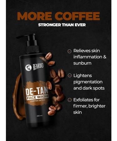 Be Ardo DeTan Face Wash for Men - Coffee & Aloe Vera | 200ml Natural Skincare - Buy Online on GoSupps.com