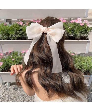 Inilbran Vintage Silk Bow Hair Clips Long Silk Satin Bow Hair Barrettes French Chiffon Hair Clip Barrette Long Silk Ribbon Bow Hair Clips Headpiece Large Silky Bow Hair Accessories for Women Champagne - Buy Online on GoSupps.com