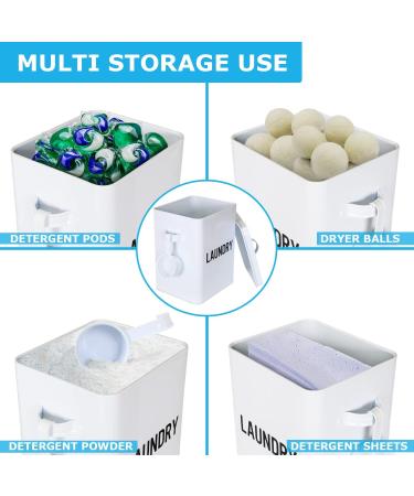 Blue Donuts Modern Farmhouse Laundry Detergent Canister with Scoop & Lid - Stylish Storage for Powder & Soap Pods - Buy Online on GoSupps.com