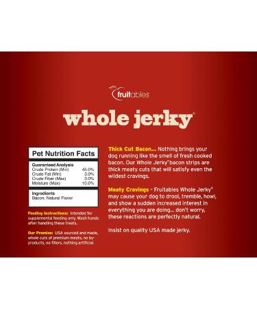 Fruitables Whole Jerky Dog Treats | Gluten-Free Bacon Strips | Premium Meat, No Fillers | 5 oz - Buy Online on GoSupps.com