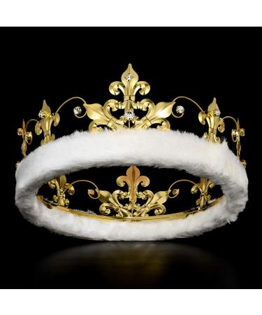 JEHEHUBO King Crowns - Full Round Gold Metal Tiara for Men, Wedding, Cosplay & Pageants - Buy Online on GoSupps.com