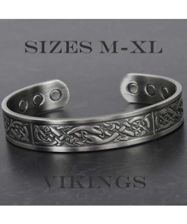 Holistic Magnets Viking Copper Bracelet XL - Antique Silver Magnet Bracelet for Men | Arthritis Relief & Unique Gift | VP (XL: 22-24cm) - Buy Online on GoSupps.com