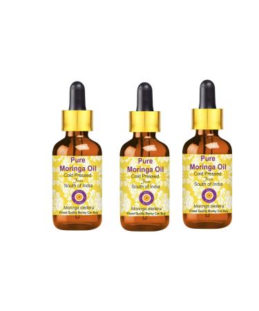 d ve herbes Pure Moringa Oil (Moringa oleifera) with Glass Dropper Cold Pressed (Pack of Three) 100ml X 3 (10 oz)