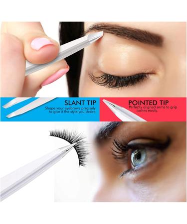 4-Piece Professional Stainless Steel Tweezers Set - Eyebrow Eyelash & Splinter Tweezers for Precision Grooming - Buy Online on GoSupps.com