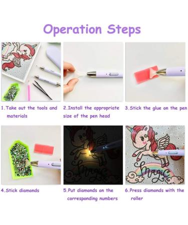 5D Diamond Painting LED Light Pen Kit - Rechargeable Art Accessory with 2 Light Modes, Glue, Clay & Storage Case - Purple - Buy Online on GoSupps.com