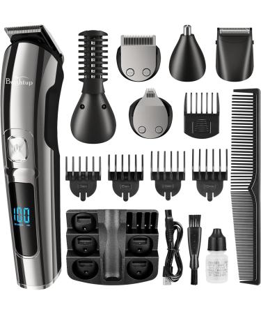Brightup Beard Trimmer for Men - Electric Razor & Shaver Cordless Hair Clippers Trimmers Set IPX7 Waterproof Mens Grooming Kit for Shaving Face Mustache Body Ear Nose Hair Trimmer Gifts for Men Black - Buy Online on GoSupps.com