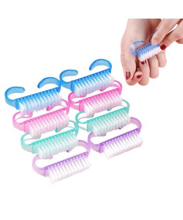 JIIJCAAC-Nail Cleaning Brushes 8 Pieces Handle Nail Brush Small - Plastic Nail Cleaning Brush Nail Brush Manicure Dusting Brush for Hand and Toe Manicure Home Garden