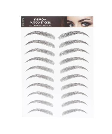 6D Eyebrow Sticker Professional Waterproof Eyebrow Transfer Sticker Eyebrow Makeup Tool for Women and Girls (Black)(BLACK-09)
