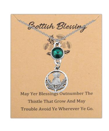WSNANG Scottish Thistle Necklace Scottish Gifts for Women Thistle Pendant Necklace Scottish Blessing Jewelry silver