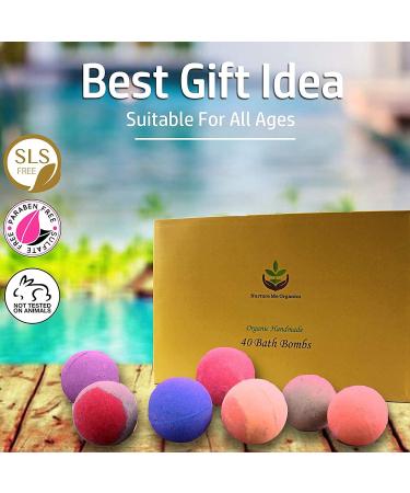 40 Large Organic Bath Bombs Gift Set - Infused with Essential Oils - Aromatherapy Spa Bombs for Women, Men & Kids - Bulk Individually Wrapped - Buy Online on GoSupps.com