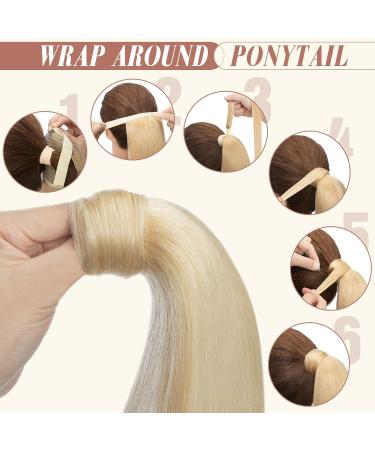 Elailite Real Hair Ponytail Extension #60 Platinum Blonde - 40cm 80g Smooth Natural Hair Braid - Buy Online on GoSupps.com