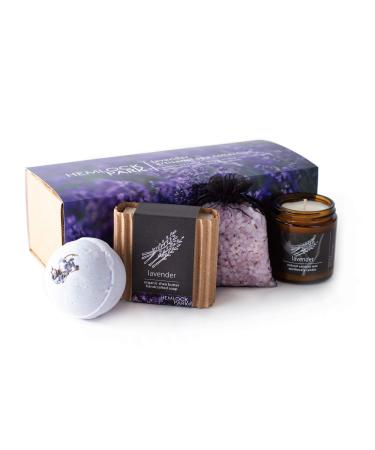 Hemlock Park Artisanal Spa Collection | Apothecary Candle  Shea Butter Soap  Bath Bomb  Mineral Salt Bath Soak | Handcrafted with Organic Ingredients (Lavender)