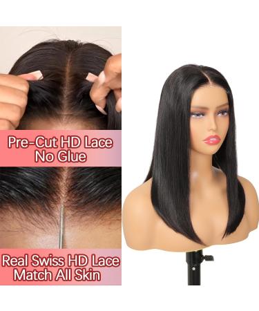 Shop HD Lace Glueless Human Hair Bob Wig | 180% Density | 14 Inch 5x5 Lace Wig | Natural Black Brazilian Hair for Women - Buy Online on GoSupps.com