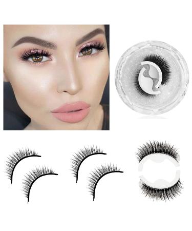 Reusable Self-Adhesive Eyelashes No Glue or Eyeliner Needed, 3 Secs To Put On False Lashes for Women(2-pairs)…