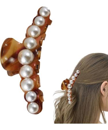 Hair Pearls Claw Clips | Strong Hold Jaw Clips Hair Barrette Clamps Long Jaw Clips Barrettes Fancy Pearl Hair Accessories For Women Girls Styling - Buy Online on GoSupps.com