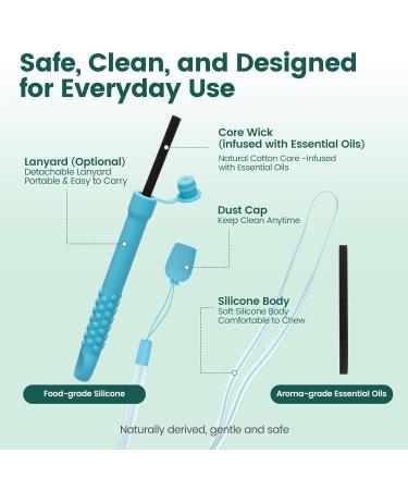 3 Pack Chewable Silicone Aroma Sticks with Essential Oils for Stress Relief & Fresh Breath Improving Pen Biting & Smoking Habits. (Multicolor) - Buy Online on GoSupps.com