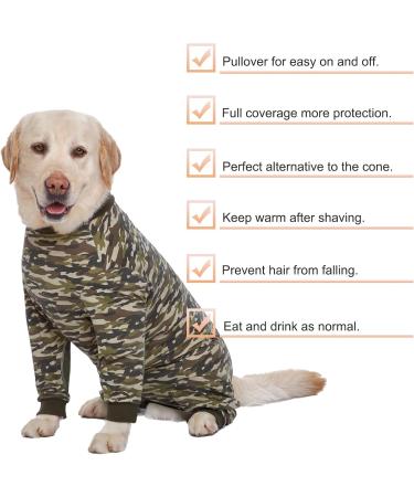 YeaPeeto One-Divider Pajamas for Large & Medium Dogs - Relaxation Allergy Relief Wound Protection Anti-Licking Cone Alternative (2xL Camouflage) - Buy Online on GoSupps.com